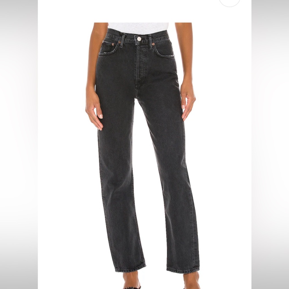 Agolde size 24 High-Rise Straight Leg Jeans - dark gray